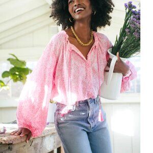 Emerson Fry India Collection Bardot Top in Pink Crocus Size Large